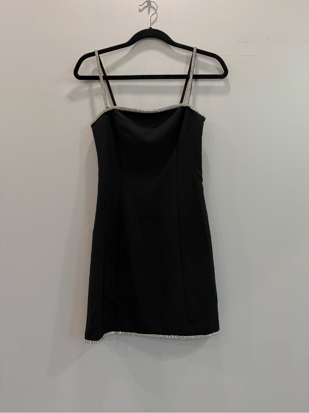 Dynamite Onyx Rhinestone Trim Cocktail Mini Dress Size XXS